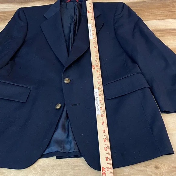 JOS A BANK Blazer Mens 40R Super 100s Merino Wool Navy Brass Buttons Vintage USA